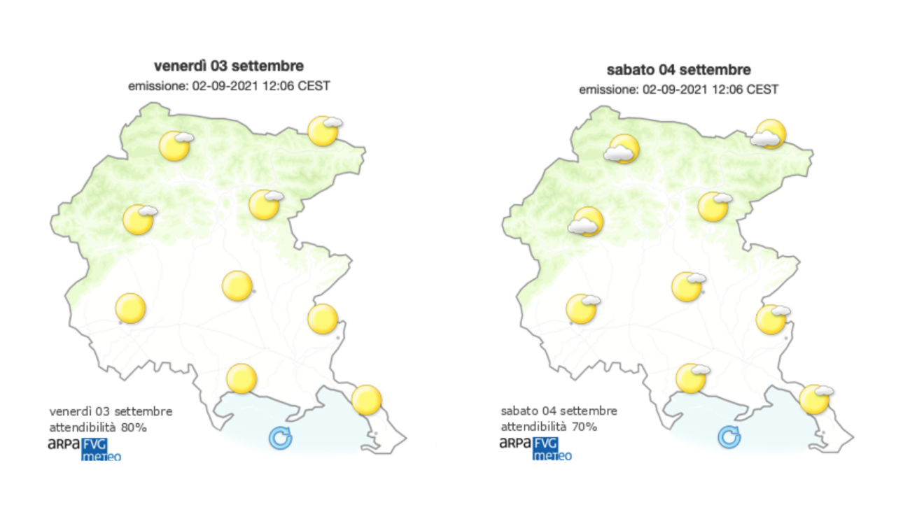 Immagine per Meteo, cielo sereno sul Goriziano con venti a regime di brezza
